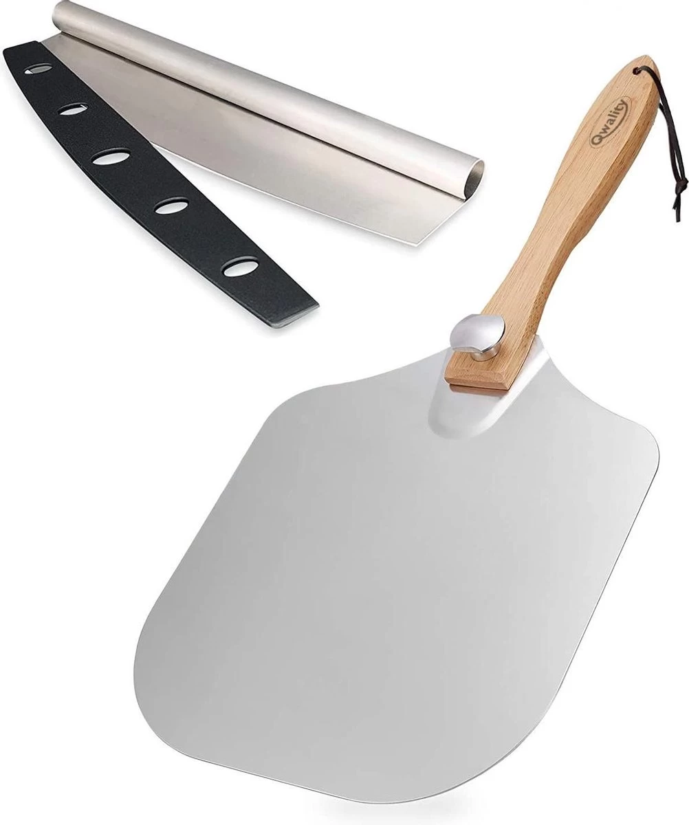 Pizzaschep – Inclusief Pizzasnijder – Opvouwbaar – Pizzaspatel – Pizza Schep – Taartschep – 30cm - Qwality 1 Pizzaschep – Inclusief Pizzasnijder – Opvouwbaar – Pizzaspatel – Pizza Schep – Taartschep – 30cm - Qwality