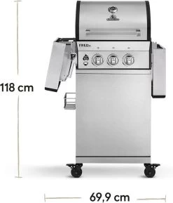 Burnhard Gas BBQ FRED JR. Deluxe - 2 Branders - Incl. Keramische Infraroodbrander & Afdekhoes - Deluxe -Keukengrill 1027x1200