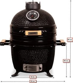 Patton Kamado 15" - Keramisch - Tafel Model - Premium Black - Medium - Zwart -Keukengrill 1055x1200