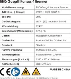 Kansas Gasgrill Barbecue - 4 Pits - RVS 9 Kansas Gasgrill Barbecue - 4 Pits - RVS -Keukengrill 1077x1200