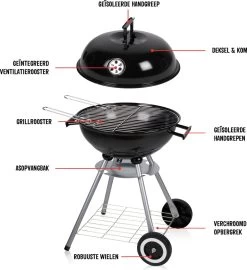 BBQ Collection Houtskoolbarbecue - Kogelbarbecue 45 X 60 Centimeter - Ronde Barbecue - Barbecue Op Wielen - Zwart - Metaal -Keukengrill 1098x1200