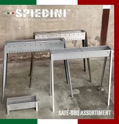 Spiedini Saté-bbq Bali 40 Mini - Kleine, Smalle Houtskoolbarbecue Met Horizontaal Rooster Voor Sate Of Andere Spiesjes - 40 Cm Lang, 11 Cm Breed, 14 Cm Hoog - Ideaal Voor Tuin- Of Open Haard, Of Balkon - Materiaal: Gealuminiseerd Ijzer -Keukengrill 1153x1200