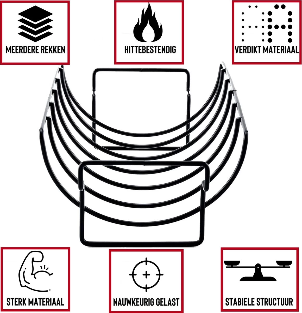 Rednas Sparerib Rek Bbq - Incl. Bakkwast - Bbq Rek - Bbq Accessoires - Rib Rack - Kiphouder - Bbq Gereedschap 5 Rednas Sparerib Rek Bbq - Incl. Bakkwast - Bbq Rek - Bbq Accessoires - Rib Rack - Kiphouder - Bbq Gereedschap - Afbeelding 5
