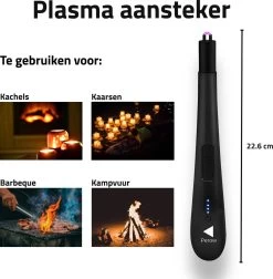 Oplaadbare Lange Elektrische Aansteker - Zwart - Duurzame Plasma Aansteker - Inclusief Cadeauverpakking - BBQ - Kaarsen -Keukengrill 1177x1200