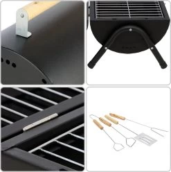 MaxxGarden BBQ - Houtskool Barbecue - Smoker Barbecue - Grilloppervlak (LxB) 38 X 52 Cm - Met Dubbel Grill Vlak - Zwart -Keukengrill 1196x1200 3