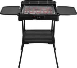 Princess 112250 Elektrische BBQ Met Zijplanken - BBQ - 40x25cm - Met En Zonder Statief Te Gebruiken - Met Zijplankjes - Ook Te Gebruiken Als Tafelgrill - 2200W -Keukengrill 1200x1065