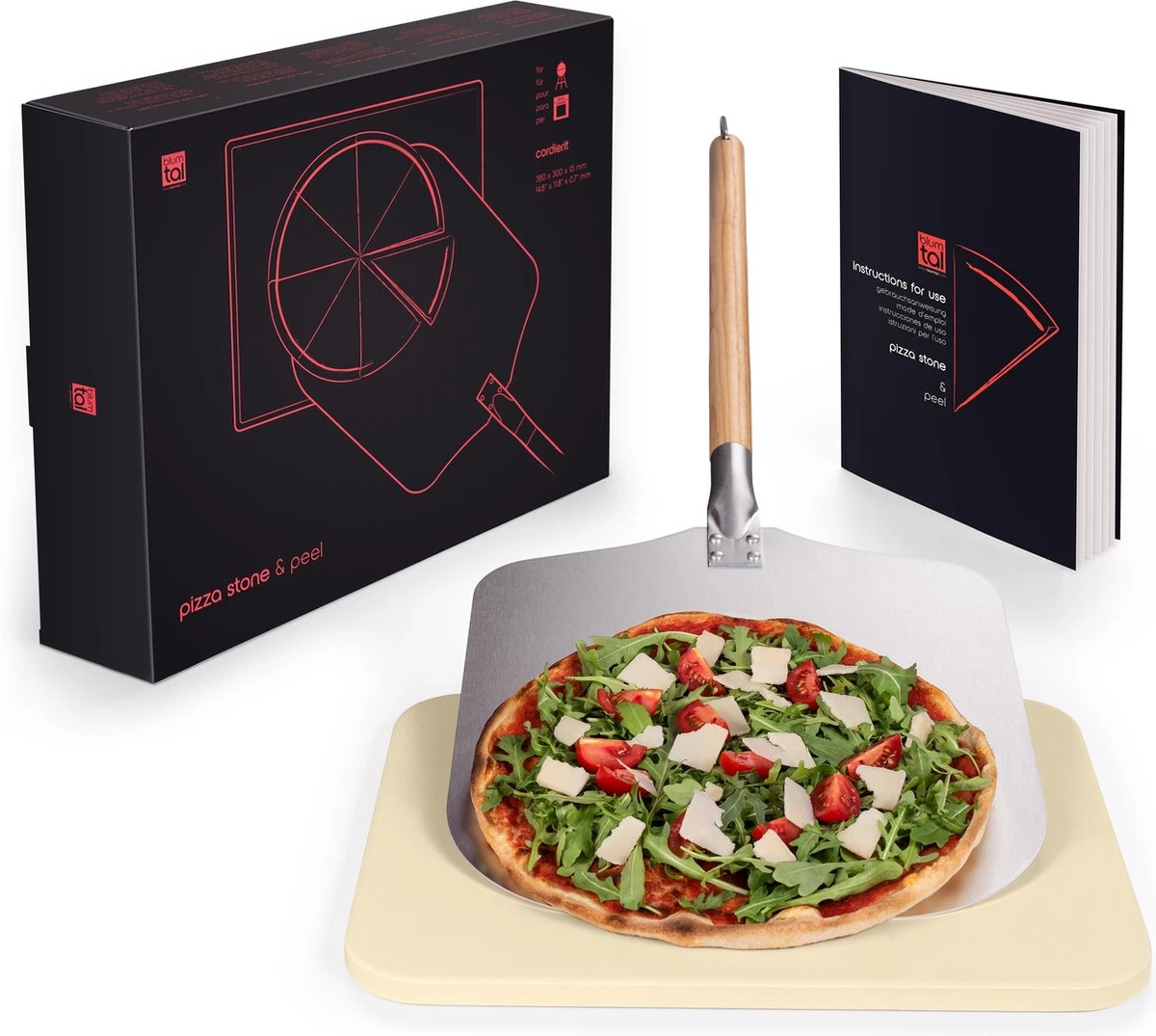 Blumtal - Pizzasteen Met XL Pizza Schep - Professionele Pizza Set - Cordieriet Pizza Stone 1 Blumtal - Pizzasteen Met XL Pizza Schep - Professionele Pizza Set - Cordieriet Pizza Stone