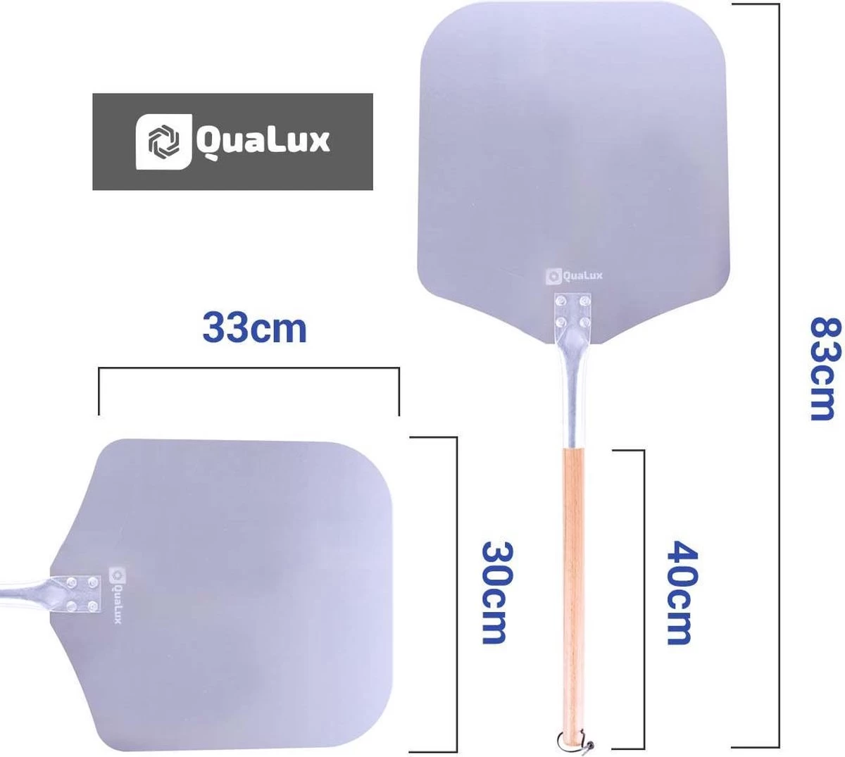 Qualux Pizzaschep Tweedelig – Pizzaschep Voor BBQ – Ophangbaar – Hout/rvs 7 Qualux Pizzaschep Tweedelig – Pizzaschep Voor BBQ – Ophangbaar – Hout/rvs - Afbeelding 7