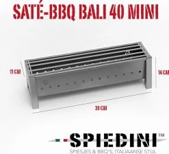 Spiedini Saté-bbq Bali 40 Mini - Kleine, Smalle Houtskoolbarbecue Met Horizontaal Rooster Voor Sate Of Andere Spiesjes - 40 Cm Lang, 11 Cm Breed, 14 Cm Hoog - Ideaal Voor Tuin- Of Open Haard, Of Balkon - Materiaal: Gealuminiseerd Ijzer -Keukengrill 1200x1086