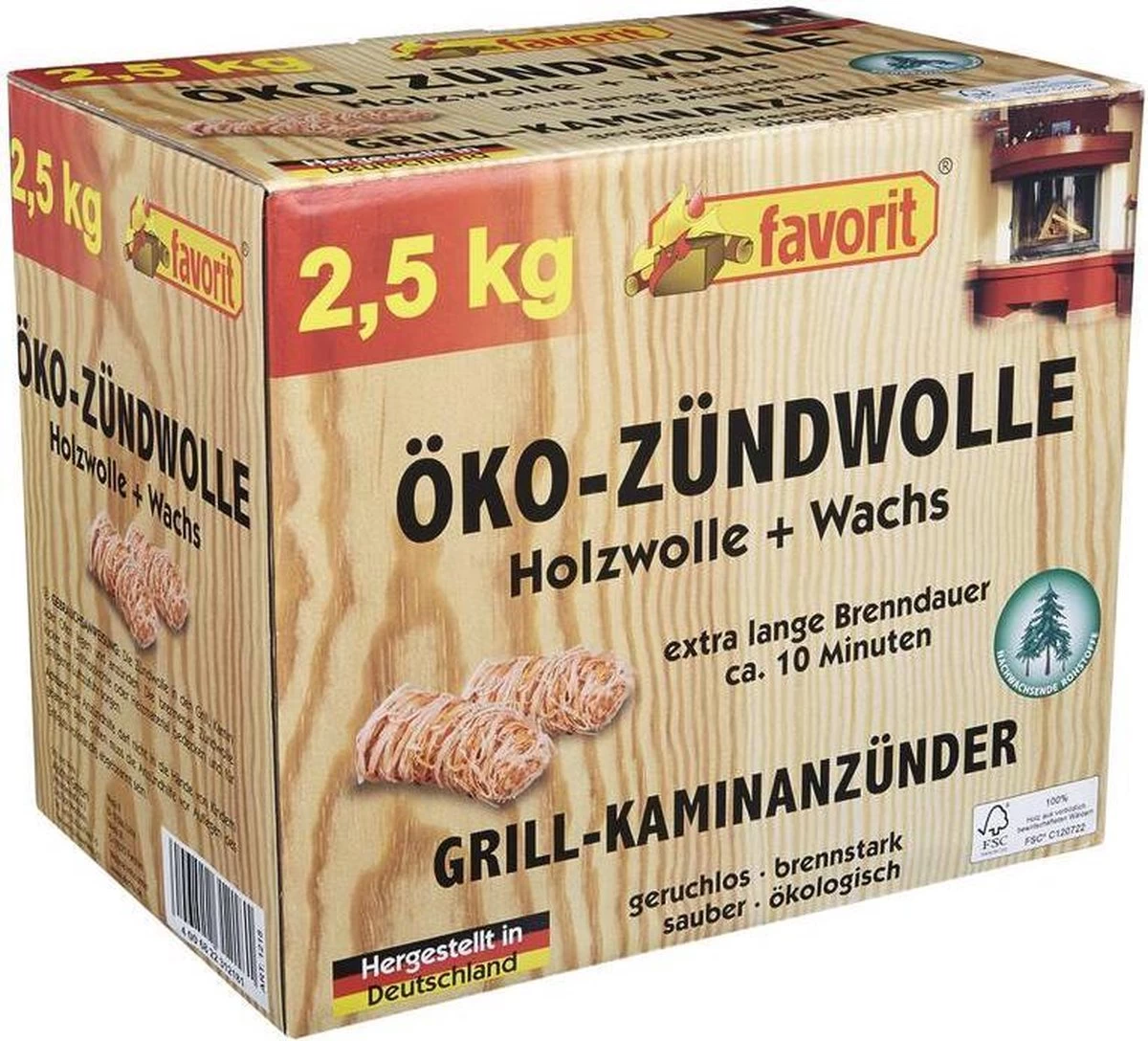 Favorit® Eco Houtwol FSC- Aanmaakkrullen - 2,5 Kg 1 Favorit® Eco Houtwol FSC- Aanmaakkrullen - 2,5 Kg