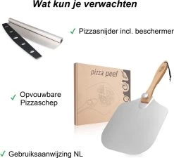 Pizzaschep – Inclusief Pizzasnijder – Opvouwbaar – Pizzaspatel – Pizza Schep – Taartschep – 30cm - Qwality 10 Pizzaschep – Inclusief Pizzasnijder – Opvouwbaar – Pizzaspatel – Pizza Schep – Taartschep – 30cm - Qwality -Keukengrill 1200x1095