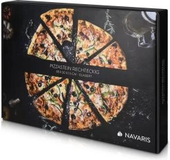 Navaris Pizzasteen XL Voor Oven En Barbecue - Rechthoekige Pizzaplaat 38 X 30 Cm - Inclusief Receptenboek - Keramisch Geglazuurd - Zwart -Keukengrill 1200x1125 3