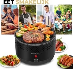 Ozocozy BBQ-ONE Houtskool Tafelbarbecue - Ø30 Cm- Zwart - Incl. Draagtas, Siliconen Bakkwast En RVS-Barbecuetang 16 Ozocozy BBQ-ONE Houtskool Tafelbarbecue - Ø30 Cm- Zwart - Incl. Draagtas, Siliconen Bakkwast En RVS-Barbecuetang -Keukengrill 1200x1133
