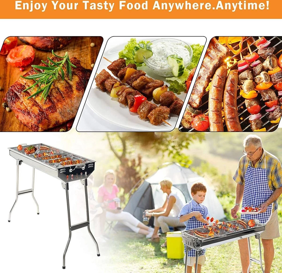 Uten - Houtskoolbarbecue - Opvouwbare Barbecue - Houtskoolbarbecues - Draagbare Camping Barbecue - 430 Roestvrij Staal Grill BBQ - 5-10 Persoon Tuin Buitenfeest - Zilver 4 Uten - Houtskoolbarbecue - Opvouwbare Barbecue - Houtskoolbarbecues - Draagbare Camping Barbecue - 430 Roestvrij Staal Grill BBQ - 5-10 Persoon Tuin Buitenfeest - Zilver - Afbeelding 4