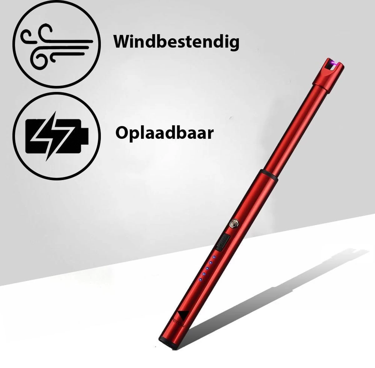 Oplaadbare Lange Dunne Elektrische Aansteker - Duurzame Plasma Aansteker - Inclusief Cadeauverpakking - BBQ – Kaarsen – Rood 2 Oplaadbare Lange Dunne Elektrische Aansteker - Duurzame Plasma Aansteker - Inclusief Cadeauverpakking - BBQ – Kaarsen – Rood - Afbeelding 2