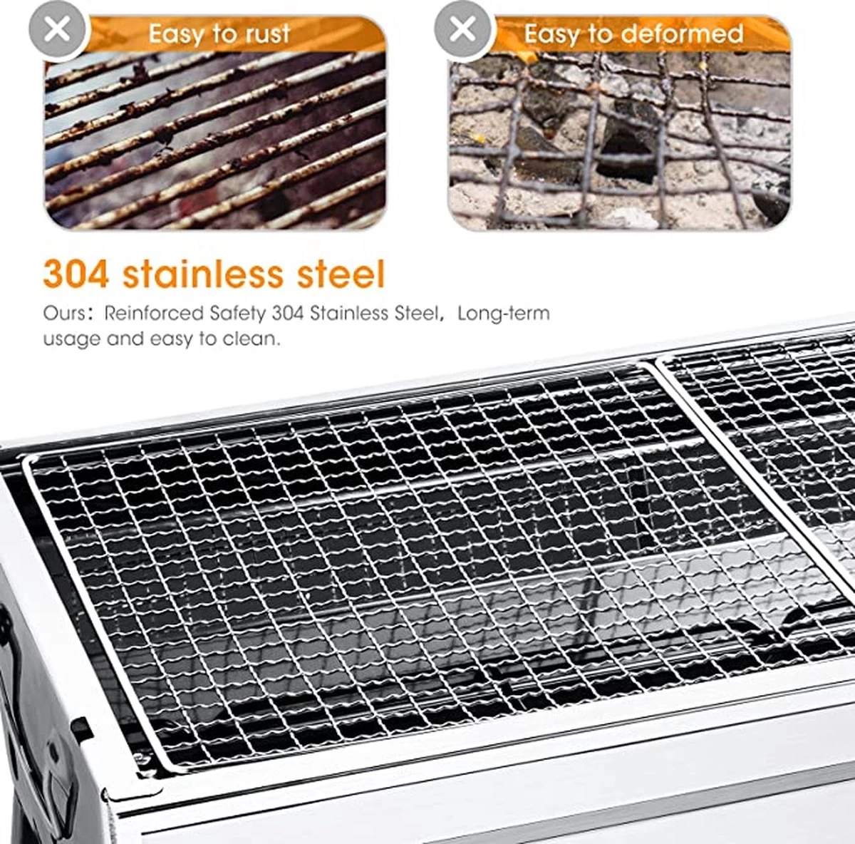 Uten - Houtskoolbarbecue - Opvouwbare Barbecue - Houtskoolbarbecues - Draagbare Camping Barbecue - 430 Roestvrij Staal Grill BBQ - 5-10 Persoon Tuin Buitenfeest - Zilver 6 Uten - Houtskoolbarbecue - Opvouwbare Barbecue - Houtskoolbarbecues - Draagbare Camping Barbecue - 430 Roestvrij Staal Grill BBQ - 5-10 Persoon Tuin Buitenfeest - Zilver - Afbeelding 6