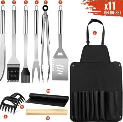 Squago BBQ Accesoires XXL Set Met Schort - Gereedschap - Gereedschapset Tang Borstel Mat -Keukengrill 1200x1189 1