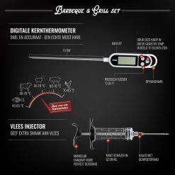 Mountain Jack® 40-Delige Luxe BBQ Grill Accessoires Set In Roestvrij Staal – Barbecue Gereedschap – Tangenset, Vlees Thermometer, Vleestang, Borstel, Spiezen, Vleesmes, Vleesvork -Keukengrill 1200x1199 7