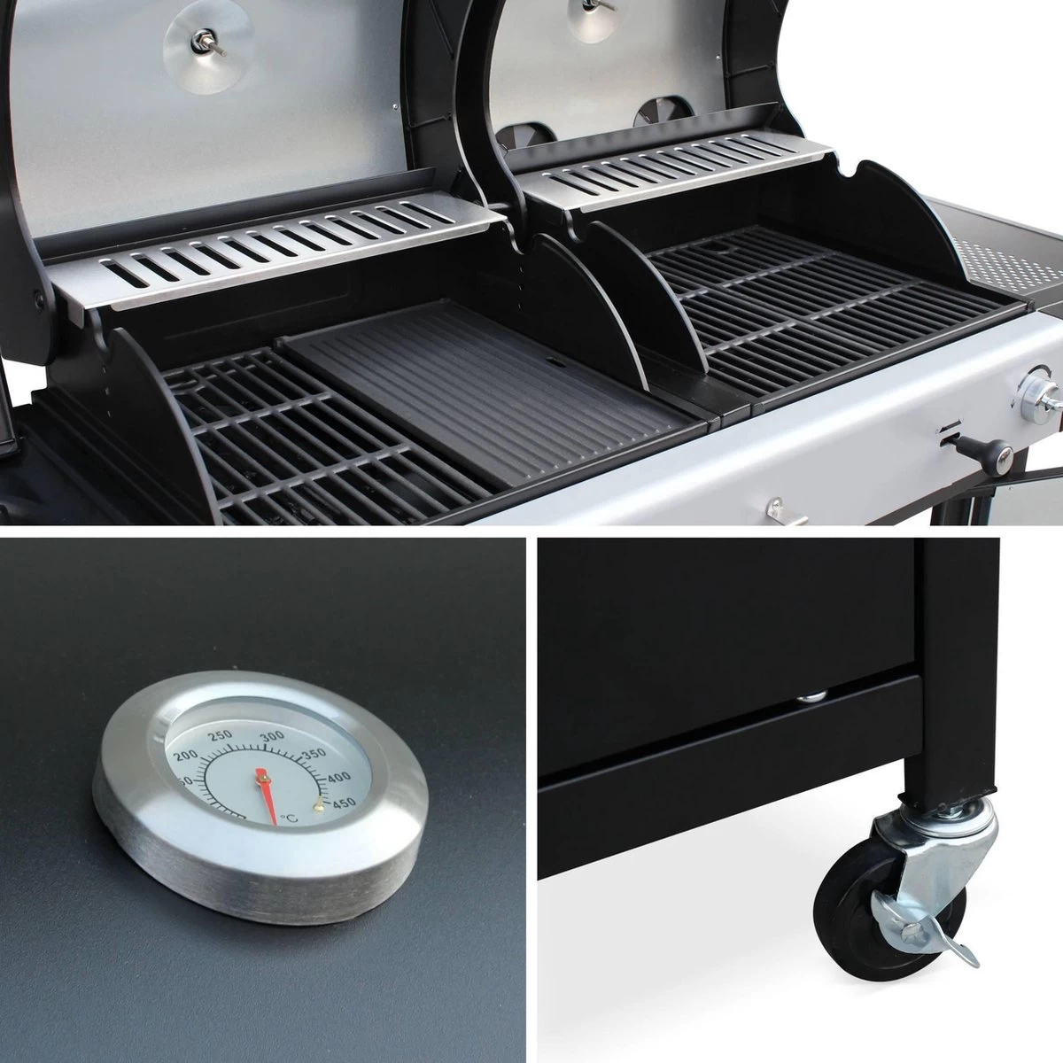 Alice's Garden Houtskool Barbecue - Grilloppervlak (LxB) 41 X 44 Cm - Gas En Houtskool - 3 Branders - Marsac Zwart 3 Alice's Garden Houtskool Barbecue - Grilloppervlak (LxB) 41 X 44 Cm - Gas En Houtskool - 3 Branders - Marsac Zwart - Afbeelding 3