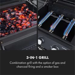 Klarstein Kingsville Double Barbecue - Houtskool- En Gasbarbecue - Smoker BBQ - Inclusief Deksels En Thermometer - Met 2 Roosters - Zwart -Keukengrill 1200x1200 111