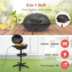 KitchenBrothers Elektrische BBQ - Met Grillplaat - Anti-aanbaklaag - Incl. Plank/Houders - Grilloppervlak 46,5x33,8cm - Tot 300°C - 2400W - Zwart 15 KitchenBrothers Elektrische BBQ - Met Grillplaat - Anti-aanbaklaag - Incl. Plank/Houders - Grilloppervlak 46,5x33,8cm - Tot 300°C - 2400W - Zwart -Keukengrill 1200x1200 130