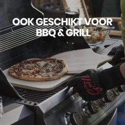 Buxibo 2in1 Pizzasteen - Voor BBQ & Oven - Inclusief Serveer Plank - Pizzabord/Pizzaplank - 30.5 X 38.1 X 1.4 Cm -Keukengrill 1200x1200 379