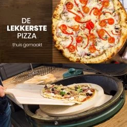 Buxibo 2in1 Pizzasteen - Voor BBQ & Oven - Inclusief Serveer Plank - Pizzabord/Pizzaplank - 30.5 X 38.1 X 1.4 Cm -Keukengrill 1200x1200 385