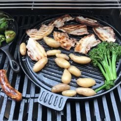 Chefs Cuisine Gietijzeren Grillpan - Grillpan Gietijzer - Gietijzer Bbq Grillpan - Gietijzeren Grillplaat - Pizzasteen - Plancha Gietijzer - Gietijzeren Bakplaat - Rond 36 Cm - Dubbelzijdig -Keukengrill 1200x1200 406