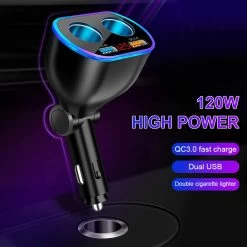 Auto Sigarettenaansteker Splitter - Losse Oplader - USB 2.0 A/USB 3.0 A 2 Poorten - Zwart - Snellader - Splitter - Auto Lader USB -Keukengrill 1200x1200 475