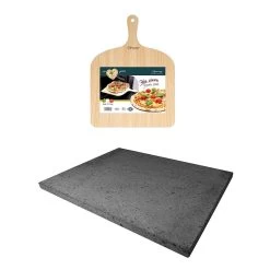 ETNA Pizza Set - Grote Pizzasteen & GRATIS Pizzaschep - 30 Cm X 38 Cm - Echt Italiaanse Pizzasteen - Broodbaksteen - BBQ Pizzasteen - Gemaakt Van Lavasteen Uit De Etna - Non-stick - Eppicotispai -Keukengrill 1200x1200 545