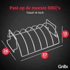 GrillX Sparerib Rek BBQ - Rib Rack Houder - Barbecue Spareribs Rek - BBQ Accesoires -Keukengrill 1200x1200 579