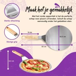 Nowad Pizzaschep RVS Rond Voor BBQ En Oven - 30,5 Cm - Pizzaspatel - Taartschep - Houten Handvat - Ophangbaar - Rond - Vaatwasbestendig - Keukenaccessoires -Keukengrill 1200x1200 600