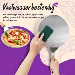 Nowad Pizzaschep RVS Rond Voor BBQ En Oven - 30,5 Cm - Pizzaspatel - Taartschep - Houten Handvat - Ophangbaar - Rond - Vaatwasbestendig - Keukenaccessoires -Keukengrill 1200x1200 602