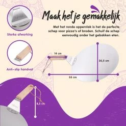Nowad Pizzaschep RVS Rond Voor BBQ En Oven - 30,5 Cm - Pizzaspatel - Taartschep - Houten Handvat - Ophangbaar - Rond - Vaatwasbestendig - Keukenaccessoires -Keukengrill 1200x1200 604