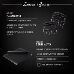 Mountain Jack® 40-Delige Luxe BBQ Grill Accessoires Set In Roestvrij Staal – Barbecue Gereedschap – Tangenset, Vlees Thermometer, Vleestang, Borstel, Spiezen, Vleesmes, Vleesvork -Keukengrill 1200x1200 642