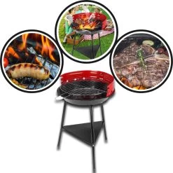 Houtskoolbarbecue Ø33 Cm | Verstelbare Grill BBQ | Halfopen | Zwart / Rood -Keukengrill 1200x1200 84