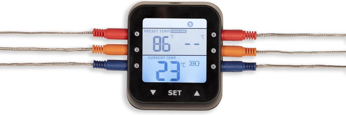 Patton - Kamado 21" - Premium Black - Keramische Barbecue - Incl. Bluetooth Kerntemperatuurmeter - LED Verlichting - Large - Compleet - Zwart 7 Patton - Kamado 21" - Premium Black - Keramische Barbecue - Incl. Bluetooth Kerntemperatuurmeter - LED Verlichting - Large - Compleet - Zwart - Afbeelding 7