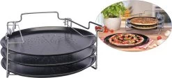 Merkloos Pizzaplaat Bakset Met 3 Bakplaten 16 X 31 Cm- Pizza Rek 3-delig - Pizzabakset Met Standaard/rek -Keukengrill 1200x547