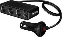 WiseGoods - Premium Auto Sigarettenaansteker Splitter - 4 Poorten USB - Autolader USB - Autolader Splitter - 12V Splitter