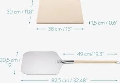 Navaris Pizzasteen XL Voor Oven En Barbecue - Rechthoekige Pizzaplaat 38 X 30 Cm - Inclusief Pizzaschep Met Extra Lang Handvat En Receptenboek -Keukengrill 1200x834 1