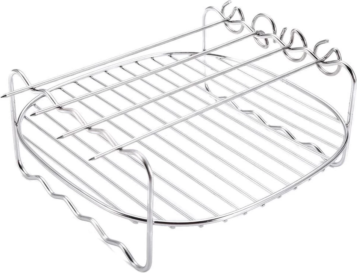 Merkloos Grillrooster - Incl. 4 Spiezen - Barbeque Benodigdheden - Zilver - Able & Borret 1 Merkloos Grillrooster - Incl. 4 Spiezen - Barbeque Benodigdheden - Zilver - Able & Borret