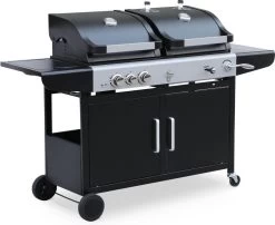 Alice's Garden Houtskool Barbecue - Grilloppervlak (LxB) 41 X 44 Cm - Gas En Houtskool - 3 Branders - Marsac Zwart