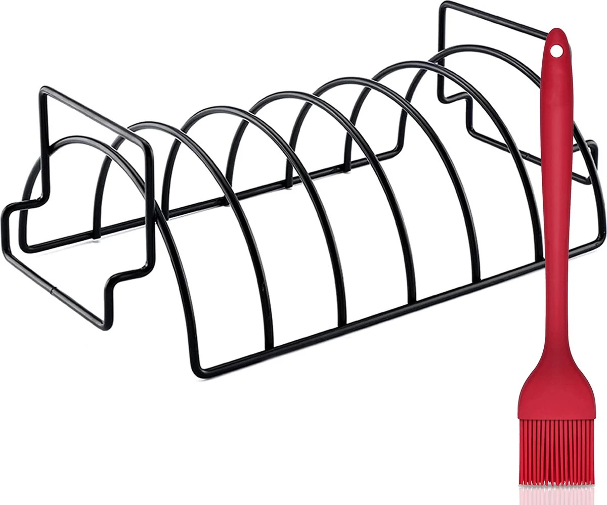 Rednas Sparerib Rek Bbq - Incl. Bakkwast - Bbq Rek - Bbq Accessoires - Rib Rack - Kiphouder - Bbq Gereedschap 1 Rednas Sparerib Rek Bbq - Incl. Bakkwast - Bbq Rek - Bbq Accessoires - Rib Rack - Kiphouder - Bbq Gereedschap