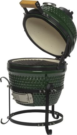 Patton Kamado Keramische Houtskoolbarbecue - 13" - Grilloppervlak Ø 28 Cm - Inclusief Heatdeflector - Groen -Keukengrill 682x1200