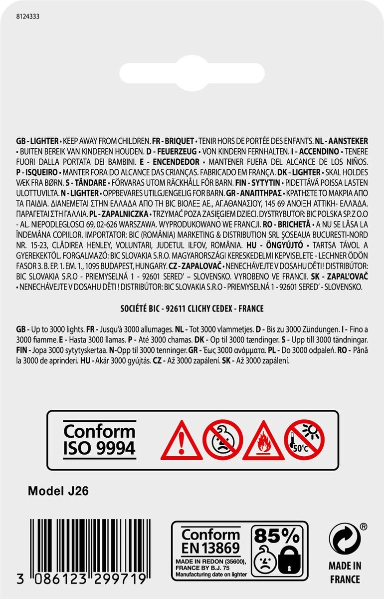 BIC J26 Maxi Vuursteen Flint Aanstekers - Diverse Kleuren - Pak Van 5 Gasaanstekers - Kindveilig 7 BIC J26 Maxi Vuursteen Flint Aanstekers - Diverse Kleuren - Pak Van 5 Gasaanstekers - Kindveilig - Afbeelding 7