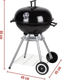 BBQ Collection Houtskoolbarbecue - Kogelbarbecue 45 X 60 Centimeter - Ronde Barbecue - Barbecue Op Wielen - Zwart - Metaal -Keukengrill 925x1200