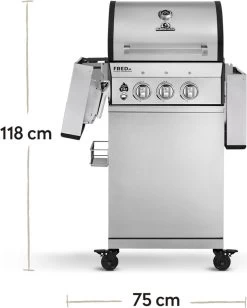 Burnhard Gas BBQ FRED JR. Deluxe - 2 Branders - Incl. Keramische Infraroodbrander & Afdekhoes - Deluxe -Keukengrill 961x1200