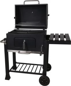 Houtskool BBQ Op Wielen + Tafel | Mat Zwart - X86000060