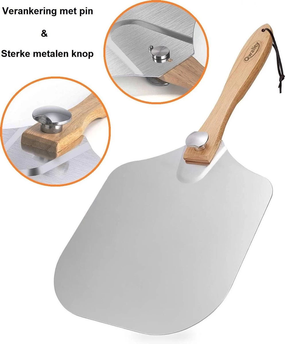 Pizzaschep – Inclusief Pizzasnijder – Opvouwbaar – Pizzaspatel – Pizza Schep – Taartschep – 30cm - Qwality 2 Pizzaschep – Inclusief Pizzasnijder – Opvouwbaar – Pizzaspatel – Pizza Schep – Taartschep – 30cm - Qwality - Afbeelding 2